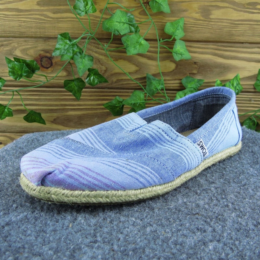 TOMS Women Flat Shoes‎ Blue Fabric Slip On Size 8.5 Medium